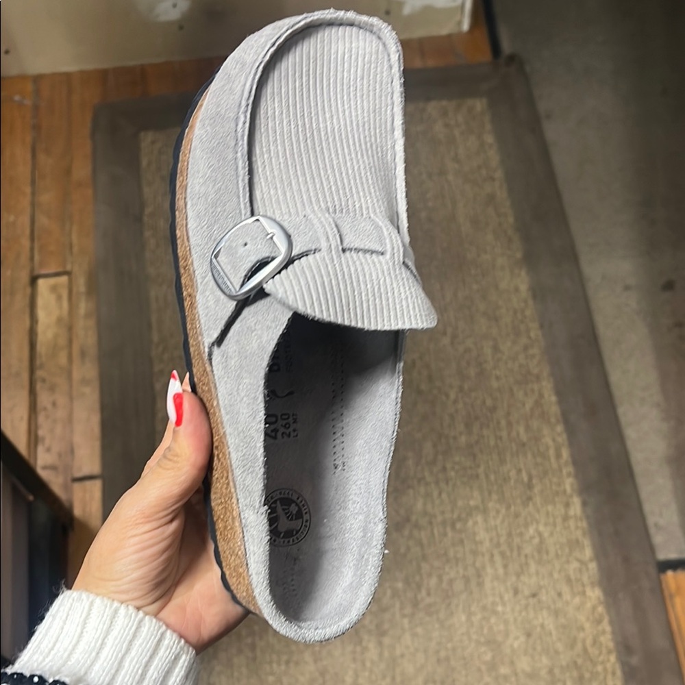 Gray Corduroy Slip-On Loafers